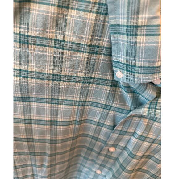 LL Bean Shirt Mens XXL Turquoise Plaid Long Sleeve Button Slightly Fitted Heavy - Picture 4 of 8